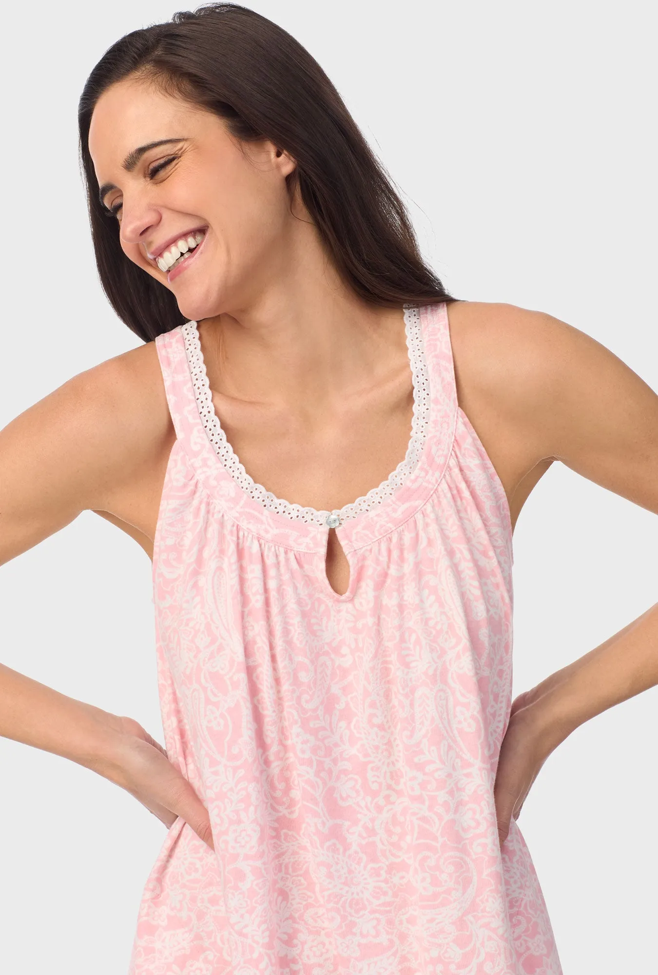 Coral Pink Paisley Sleeveless Chemise