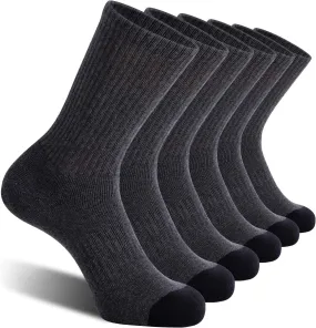 CS CELERSPORT 6 Pack Men's Cotton Athletic Crew Socks Full Cushioned Work Boot Socks