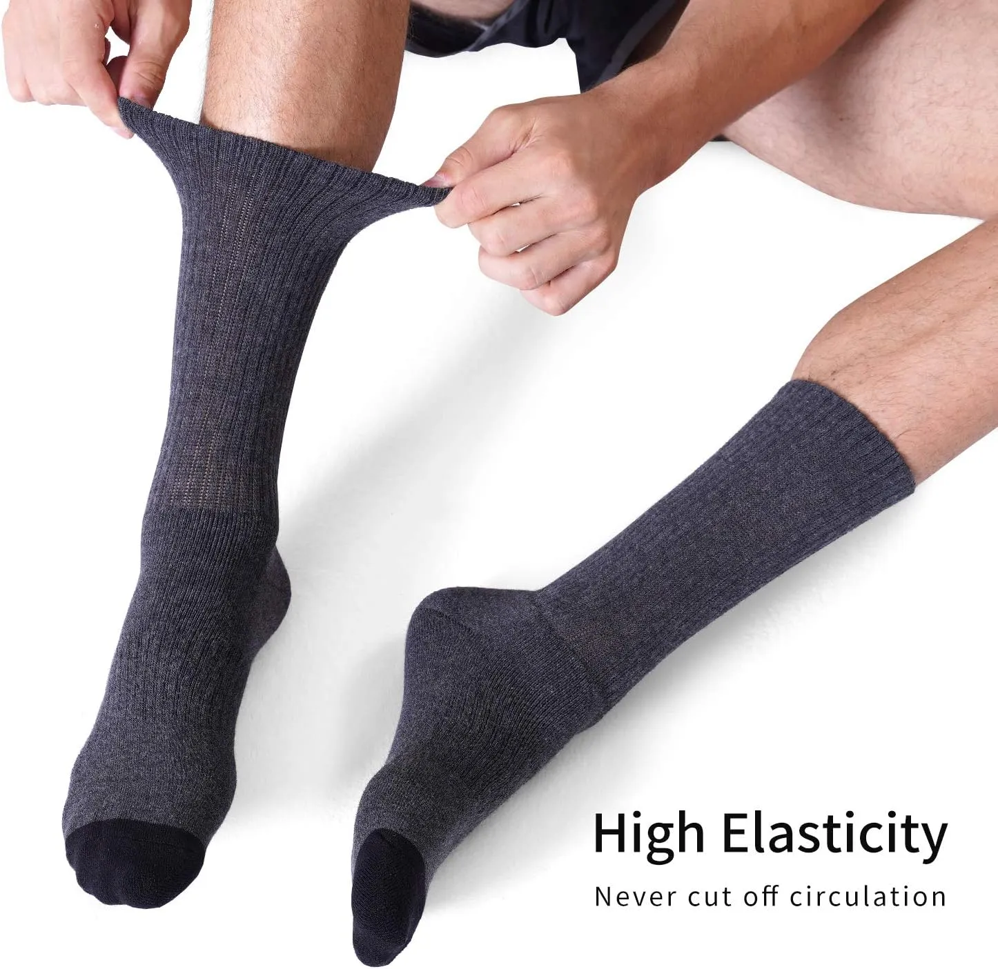 CS CELERSPORT 6 Pack Men's Cotton Athletic Crew Socks Full Cushioned Work Boot Socks