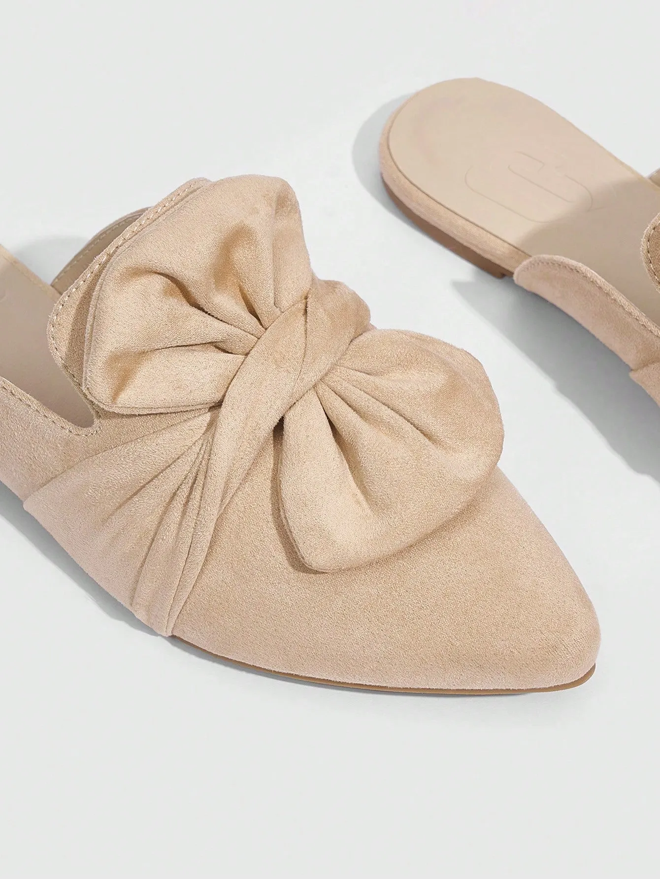 CUCCOO CHICEST Woman Shoes Fashionable Apricot Color Flat Half Slippers With Big Bowknot Decoration For Spring And Summer Vacation Shoes Summer Sale Elegant Flats