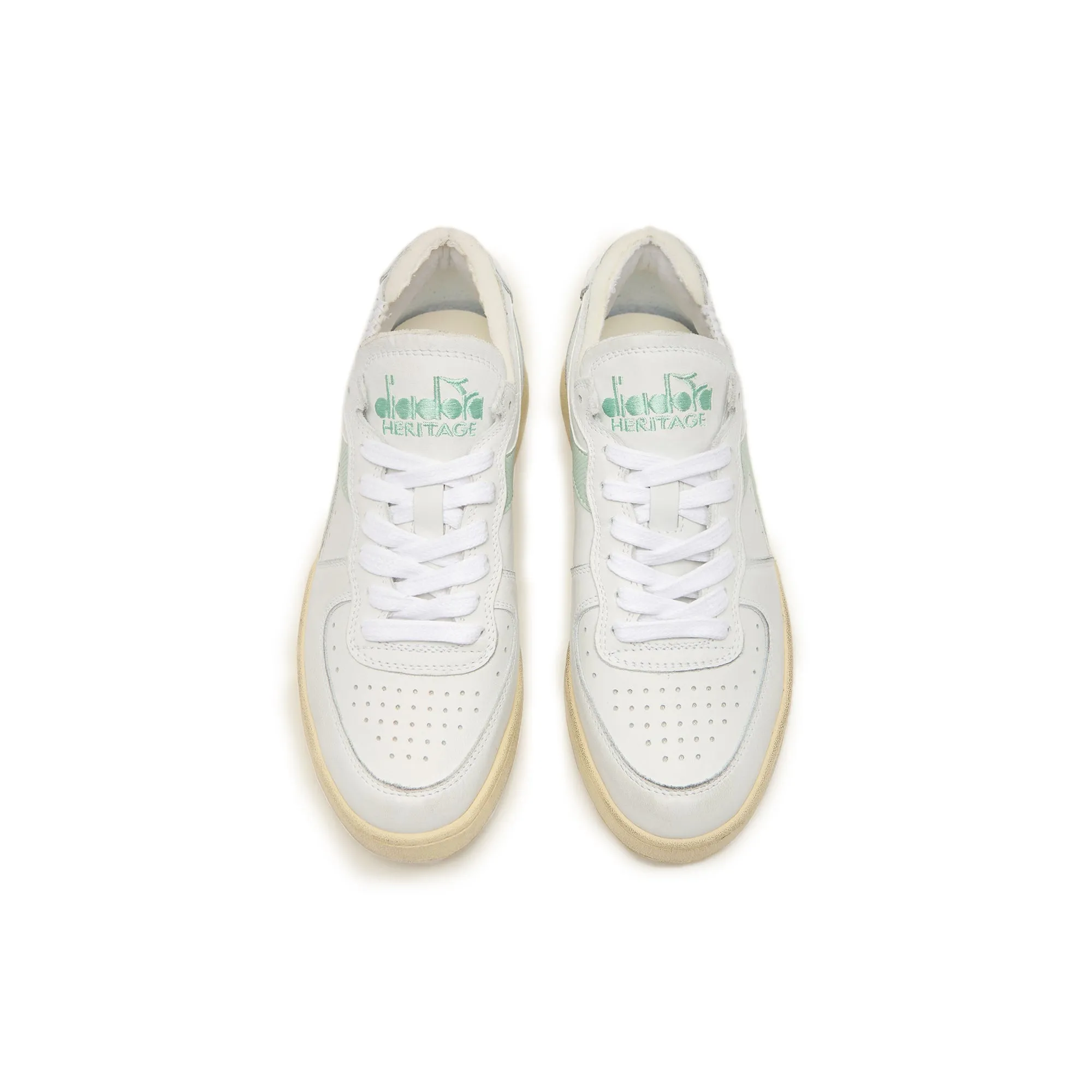 Diadora Mens Mi Basket Row Cut Shoes 'White/Smoke Green'