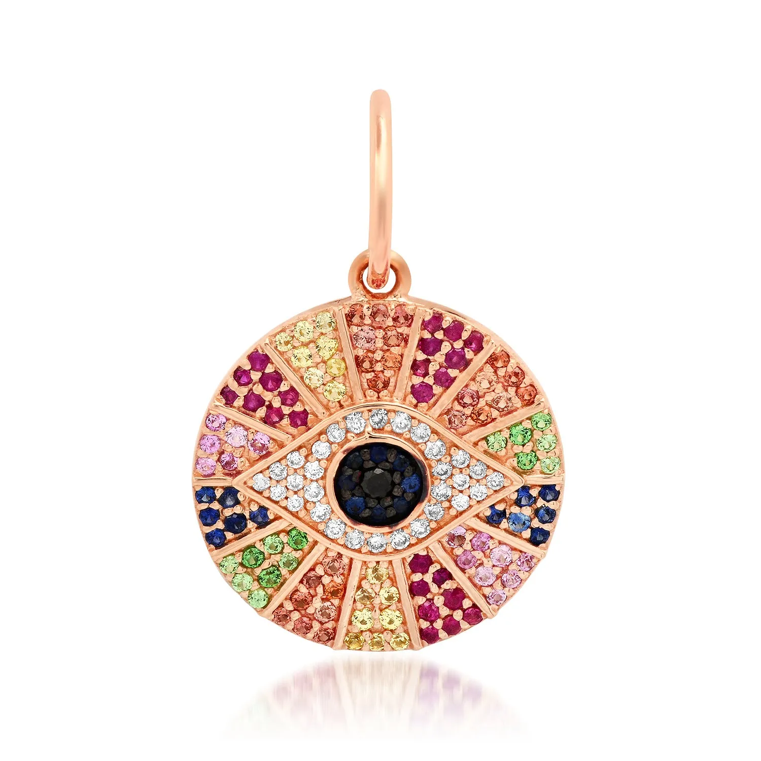 Diamond & Rainbow Sapphire Evil Eye Charm