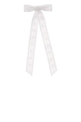 Dolly White Eyelet Lace Bow Barrette
