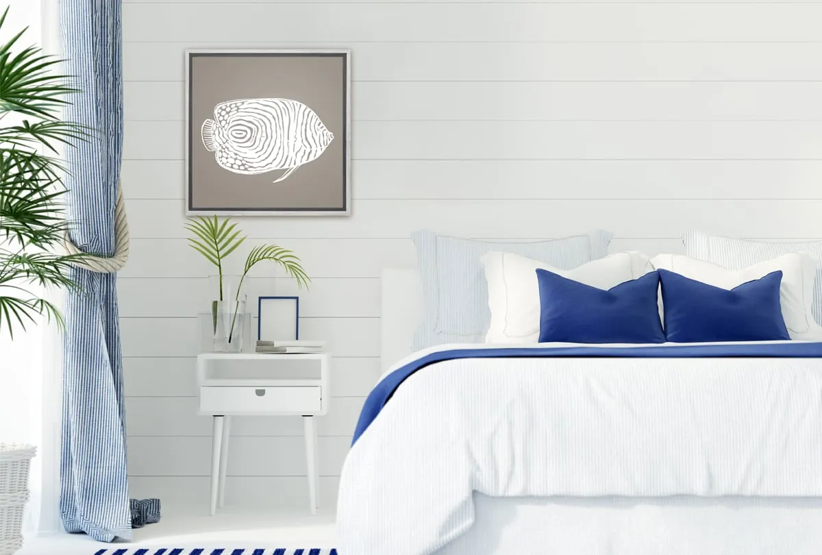 Fish 2 White on Beige | Canvas Wall Art Print