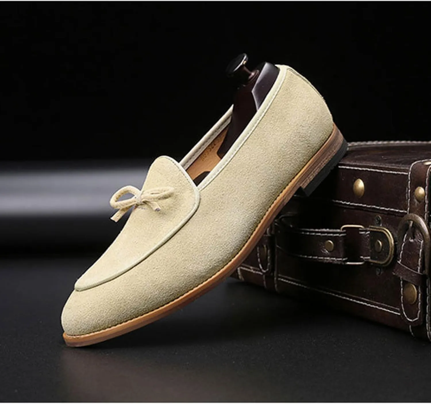 Genuine Leather Tassel Loafers for Men Suede Slip-On Low Heel Oxford Shoes