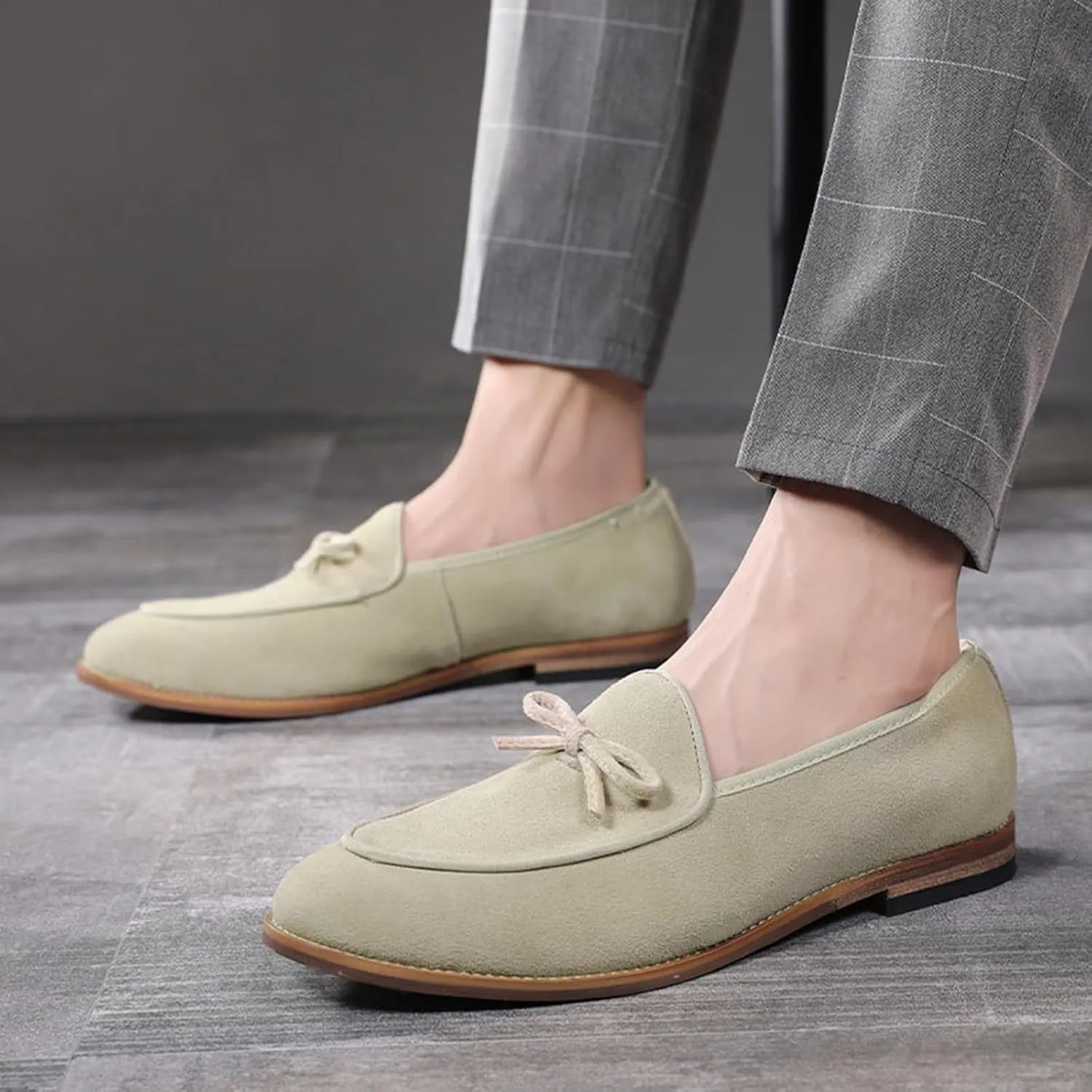 Genuine Leather Tassel Loafers for Men Suede Slip-On Low Heel Oxford Shoes