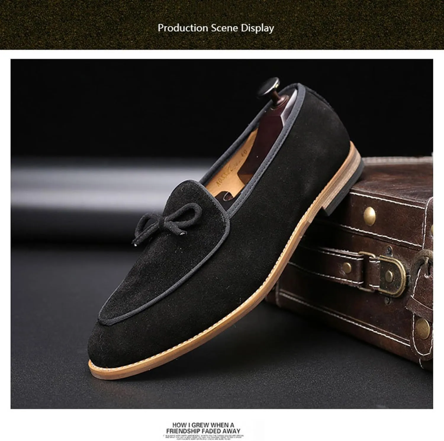 Genuine Leather Tassel Loafers for Men Suede Slip-On Low Heel Oxford Shoes