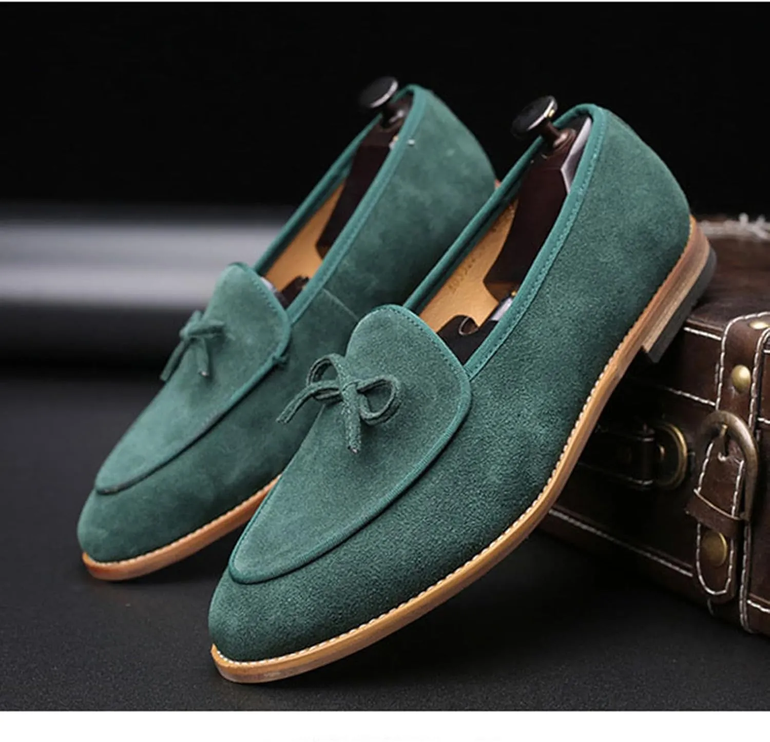 Genuine Leather Tassel Loafers for Men Suede Slip-On Low Heel Oxford Shoes
