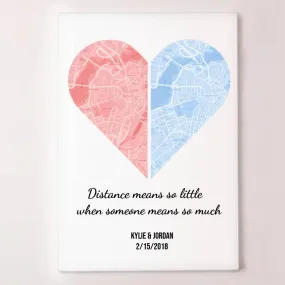 Half Hearts Maps for Long Distance Relationship Couples
