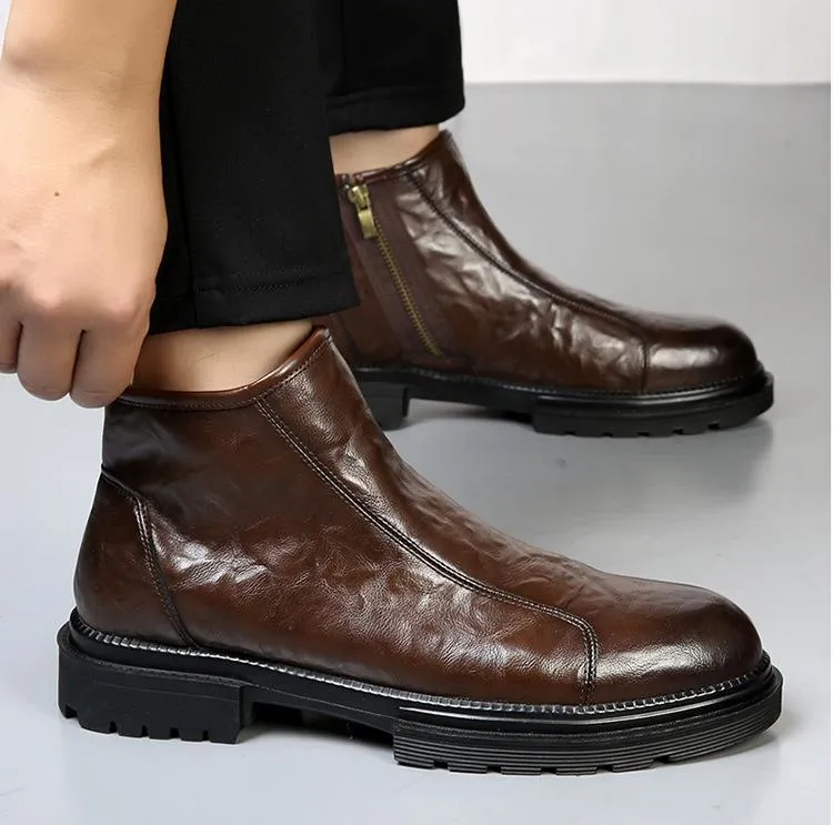 ✅High -quality Dedication✅Men's Retro Genuine Leather Thick Sole Casual Martin Boots