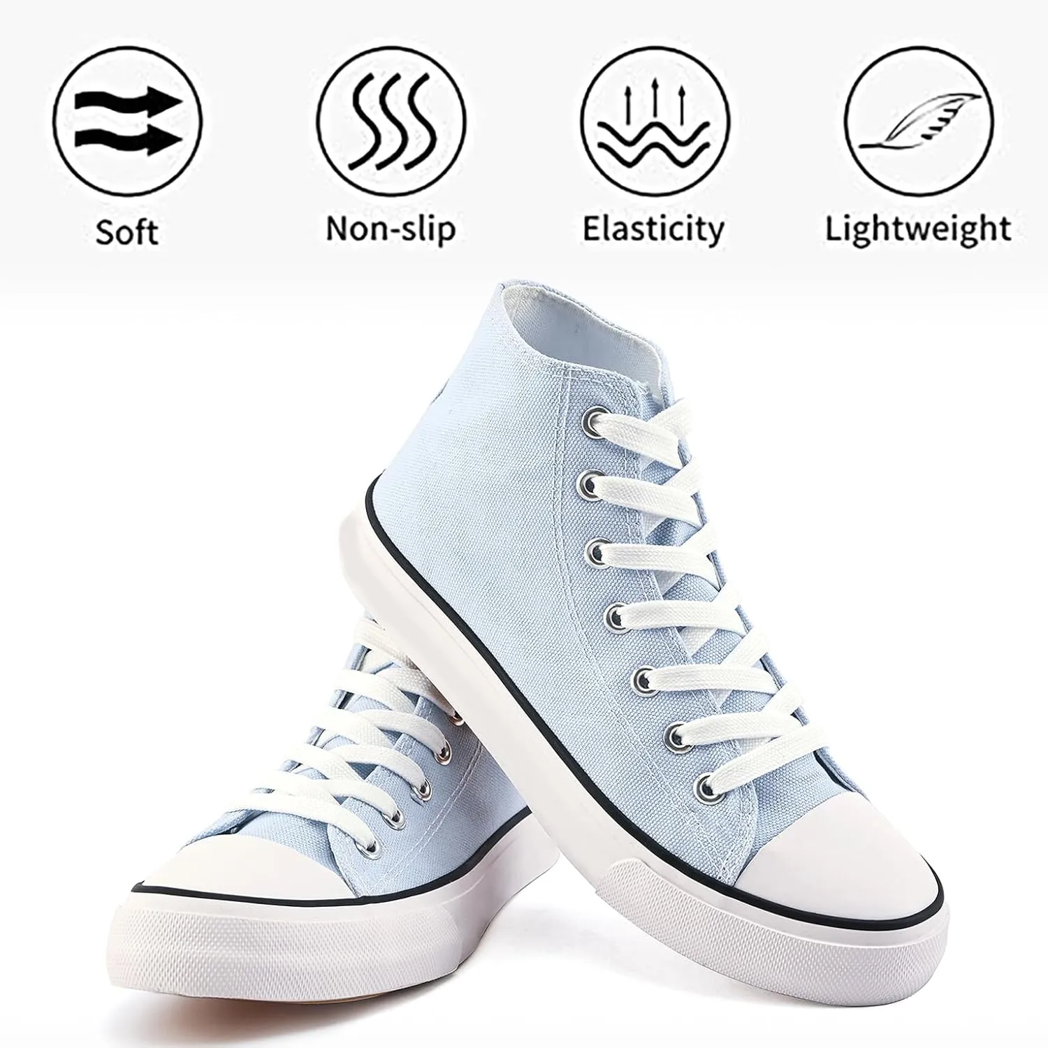 High Top Canvas Sneakers for Women Men Classic Lace Up Canvas Shoes Unisex Casual Tennis Comfortable Fashion Walking Shoes