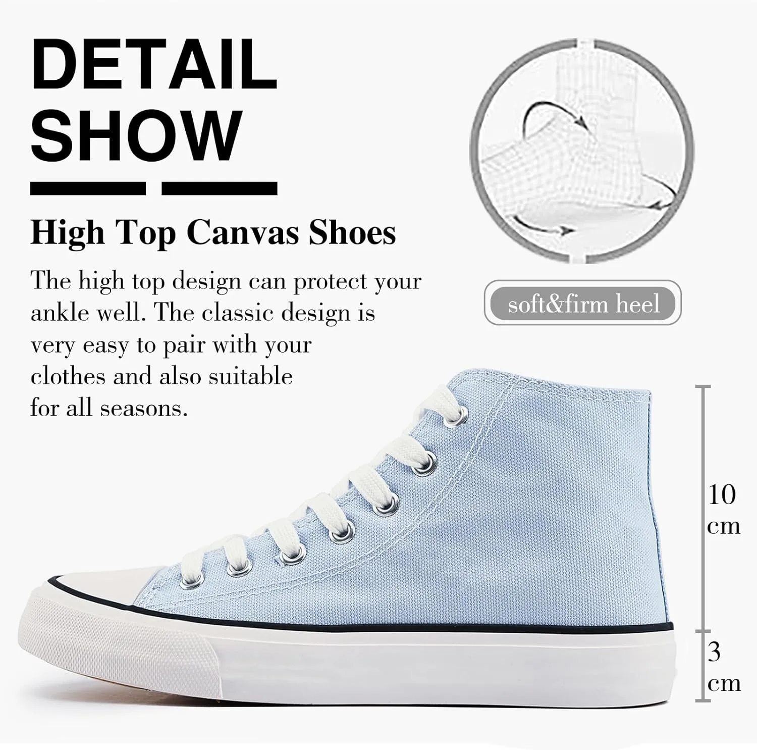High Top Canvas Sneakers for Women Men Classic Lace Up Canvas Shoes Unisex Casual Tennis Comfortable Fashion Walking Shoes