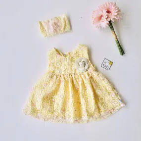 Iris Dress in Yellow Circlet Lace