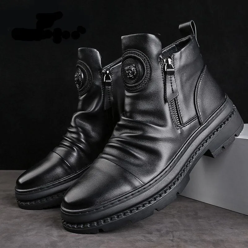 Italian hand-embossed all-match Martin boots