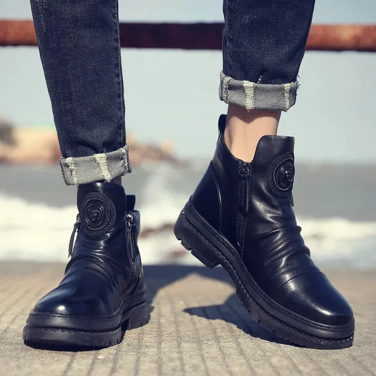 Italian hand-embossed all-match Martin boots