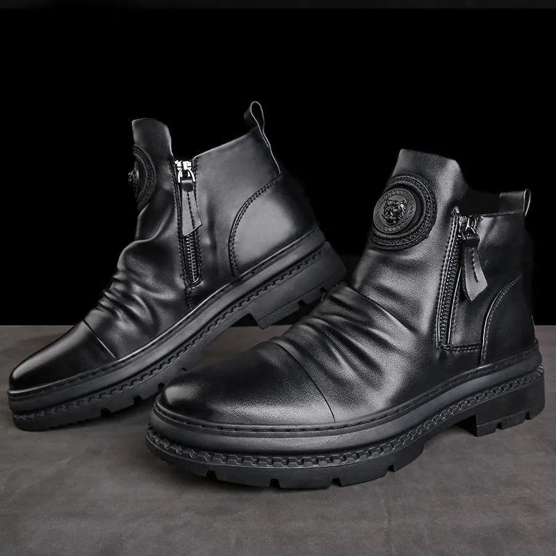Italian hand-embossed all-match Martin boots