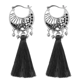 Jeweljunk Gold Plated Black Thread Earrings