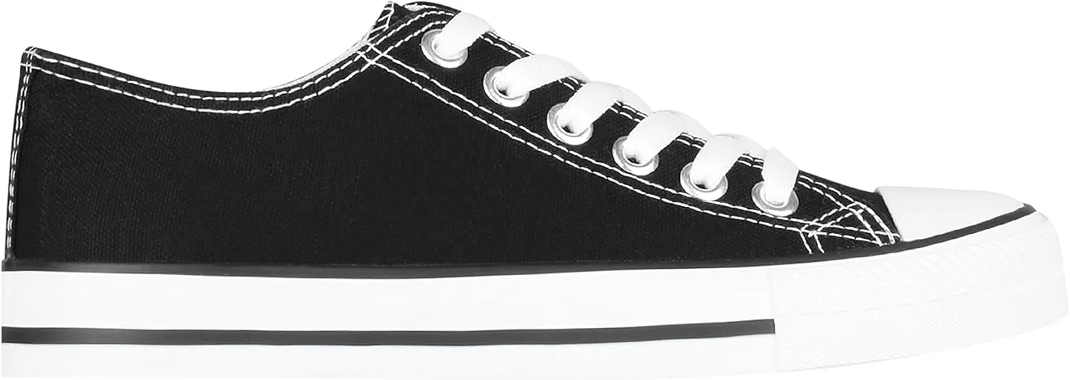 KRISP Women Girls Low Top Canvas Classic Fashion Lace Up Slip On Sneakers Shoes