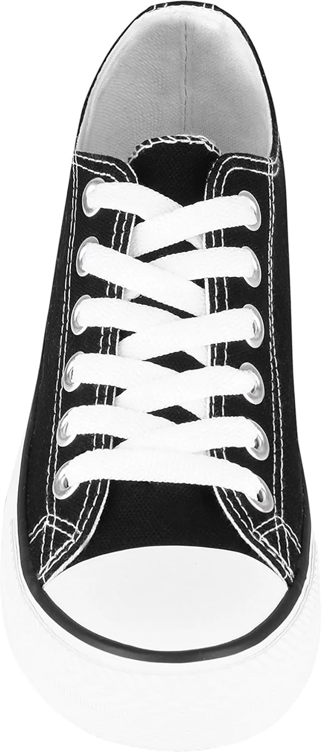 KRISP Women Girls Low Top Canvas Classic Fashion Lace Up Slip On Sneakers Shoes