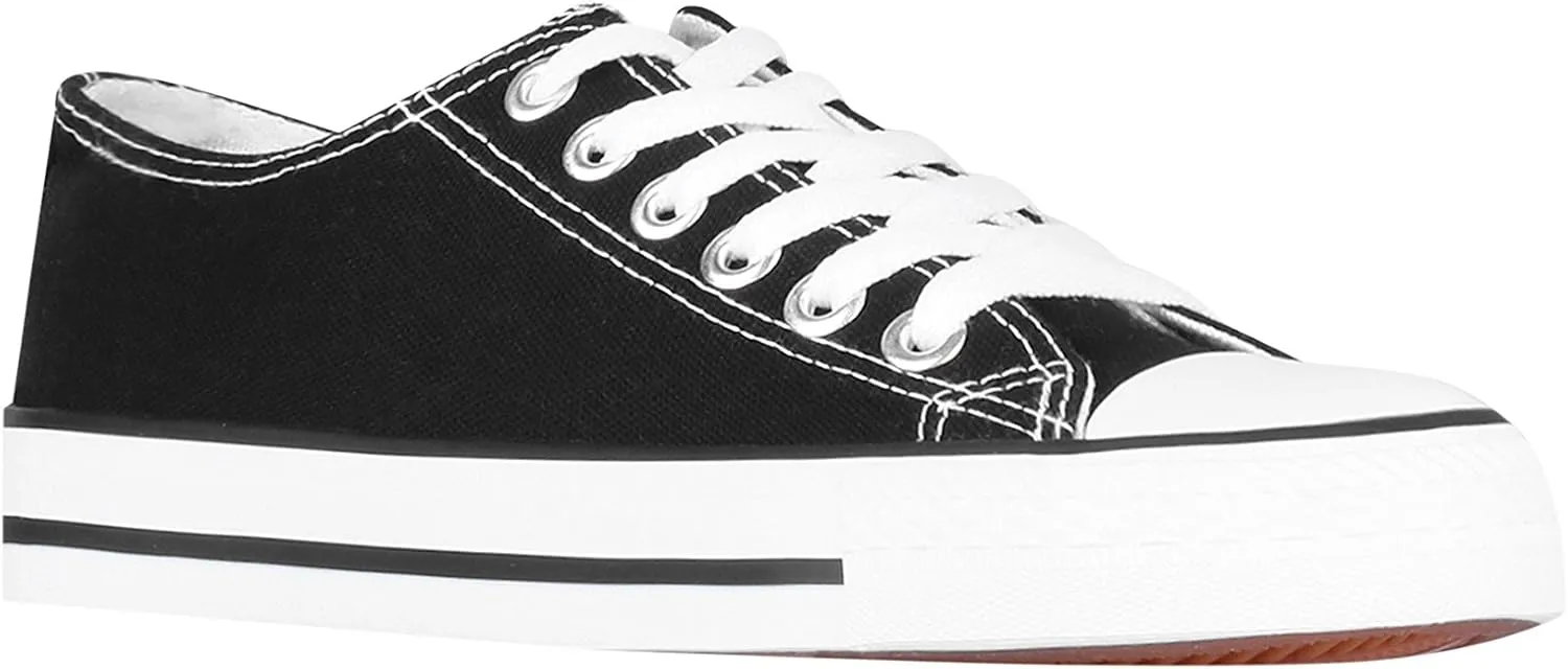 KRISP Women Girls Low Top Canvas Classic Fashion Lace Up Slip On Sneakers Shoes