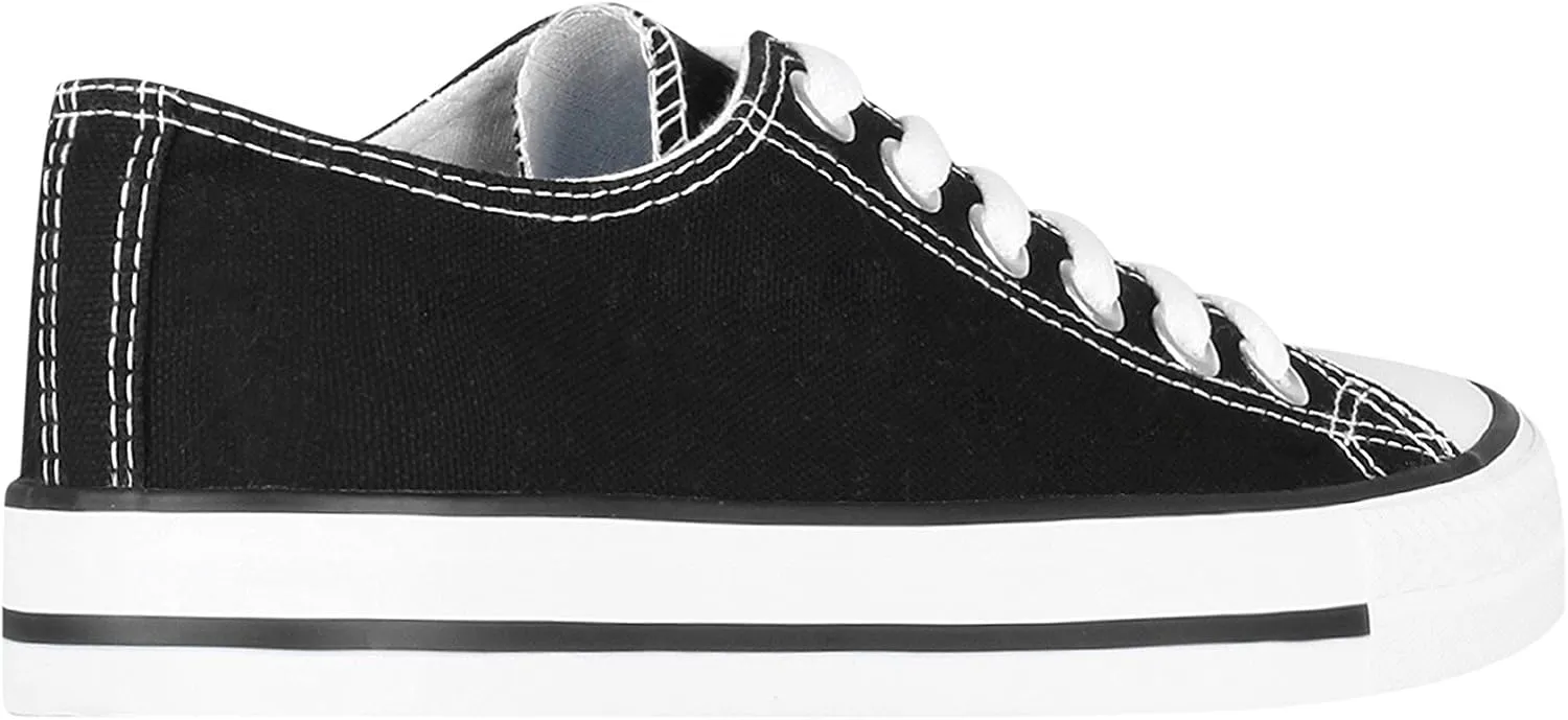 KRISP Women Girls Low Top Canvas Classic Fashion Lace Up Slip On Sneakers Shoes