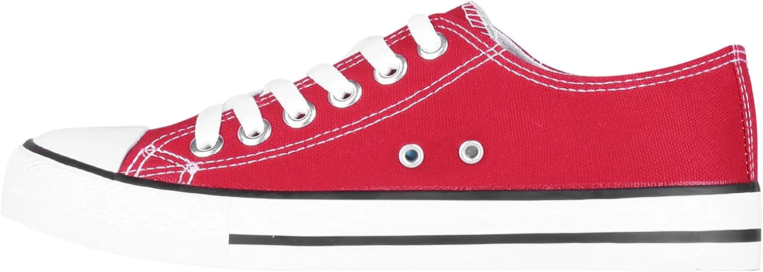 KRISP Women Girls Low Top Canvas Classic Fashion Lace Up Slip On Sneakers Shoes