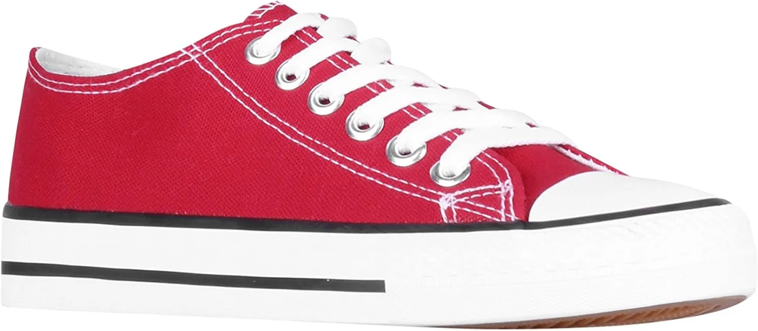 KRISP Women Girls Low Top Canvas Classic Fashion Lace Up Slip On Sneakers Shoes