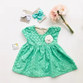 Lotus Dress in Jade Leaves Eyelet