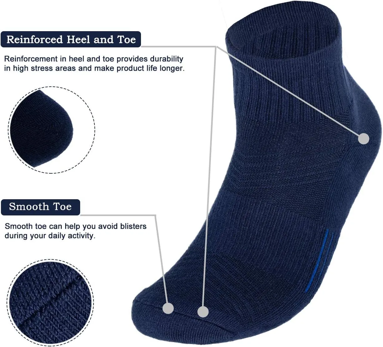 Mens Combed Cotton Cushioned Athletic Running Ankle Quarter Socks (2 Pack) /w Arch Compression