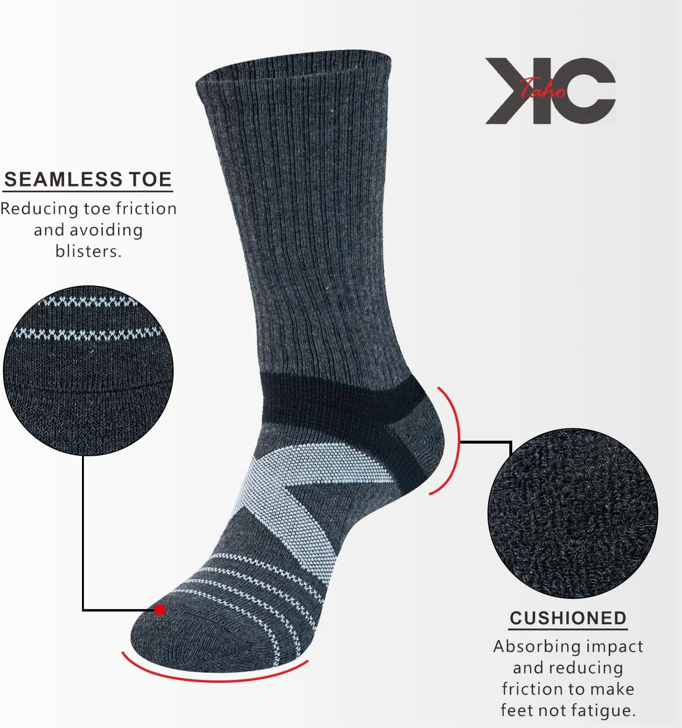Men's Compression Athletic Cushioned Crew Socks (4 Pairs) Arch Support Hiking Walking Running Socks