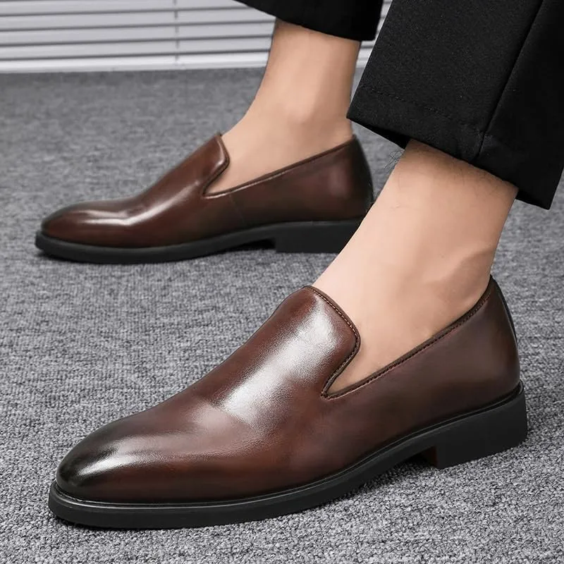 Men's Oxford Shoes Classic Leather Loafers with Business Casual Style Anti-Slip and wear-Resistant Design