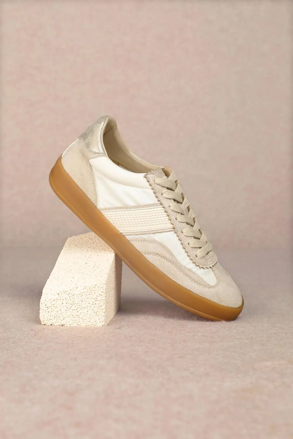 Mi.iM Dixie Rubber Sole Lace-up Stripe Suede Sneakers