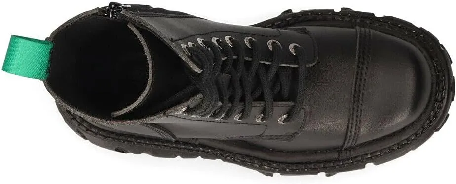 New Rock BOOTS TANKMILI083C-V2 VEGAN Leather Combat Black Platform Biker Goth Punk Shoes