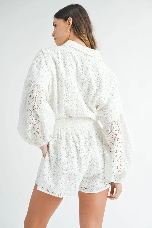 Off White Eyelet Romper