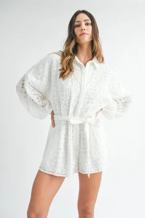 Off White Eyelet Romper