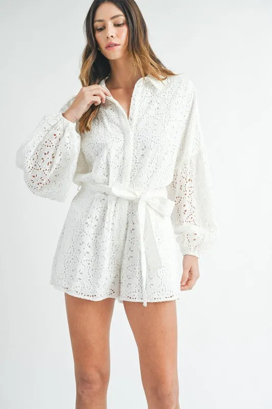 Off White Eyelet Romper