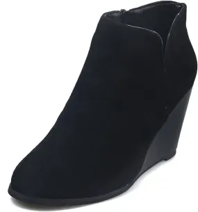 oiangi womens booties and ankle boots Fashion round toe Zipper Suede Casual Wedge Platform high heels Comfortable waterproof Work Chunky shoes