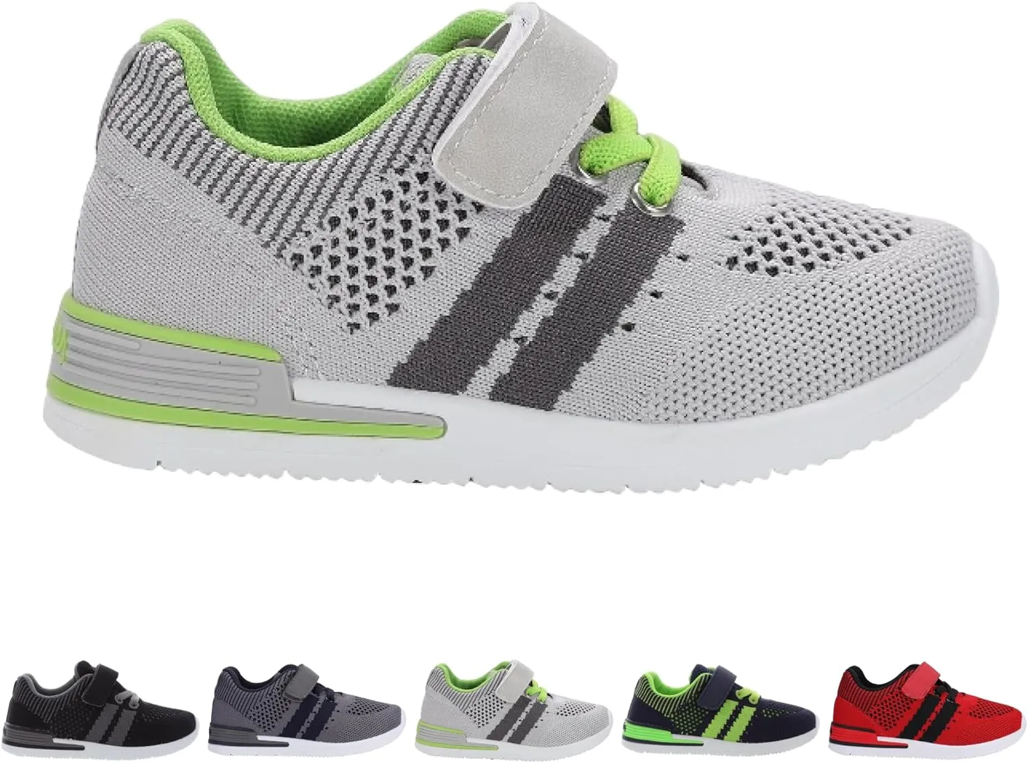 Oomphies Wynn Boys Athletic Sneakers  Breathable Knit Upper, Hook & Loop Closure, Cushioned Insole & Lightweight Design