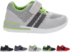 Oomphies Wynn Boys Athletic Sneakers  Breathable Knit Upper, Hook & Loop Closure, Cushioned Insole & Lightweight Design