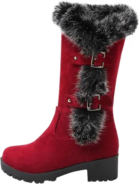 peqiut Cowboy Boots Woman Western Round Toe Suede Wide Width Flat Womens Boots Mid Calf Slouchy Winter Boots for Women