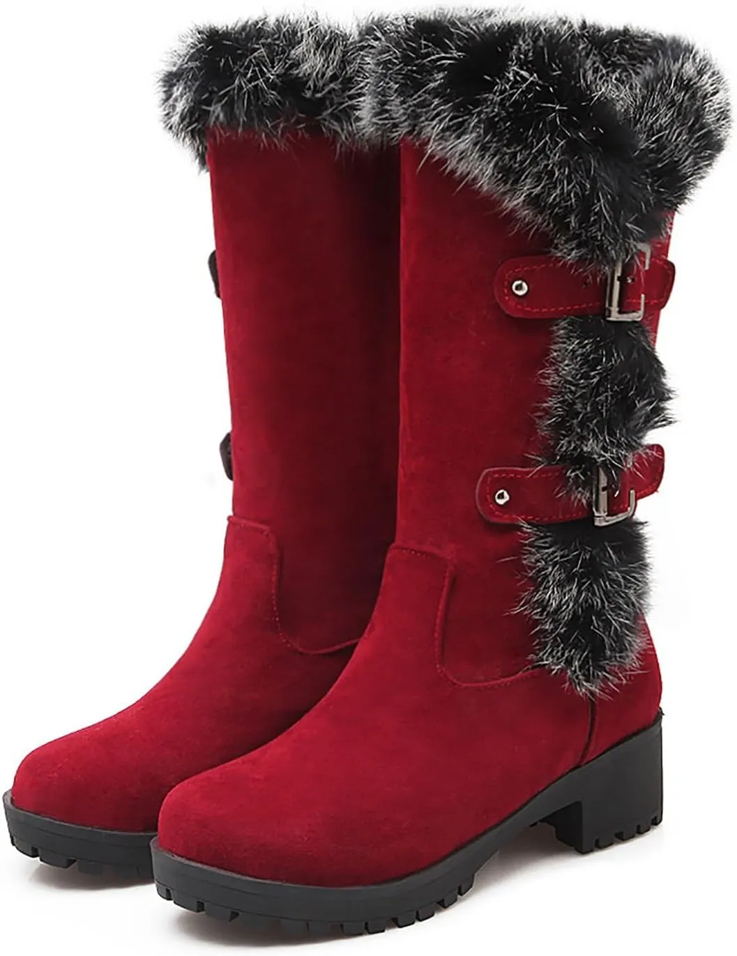 peqiut Cowboy Boots Woman Western Round Toe Suede Wide Width Flat Womens Boots Mid Calf Slouchy Winter Boots for Women