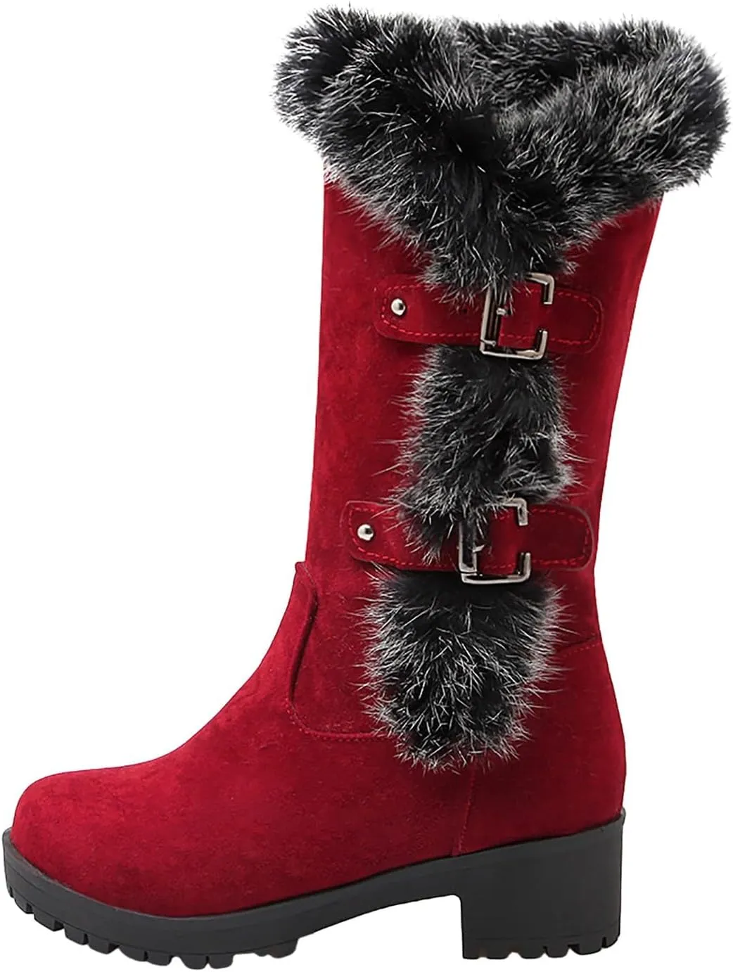 peqiut Cowboy Boots Woman Western Round Toe Suede Wide Width Flat Womens Boots Mid Calf Slouchy Winter Boots for Women