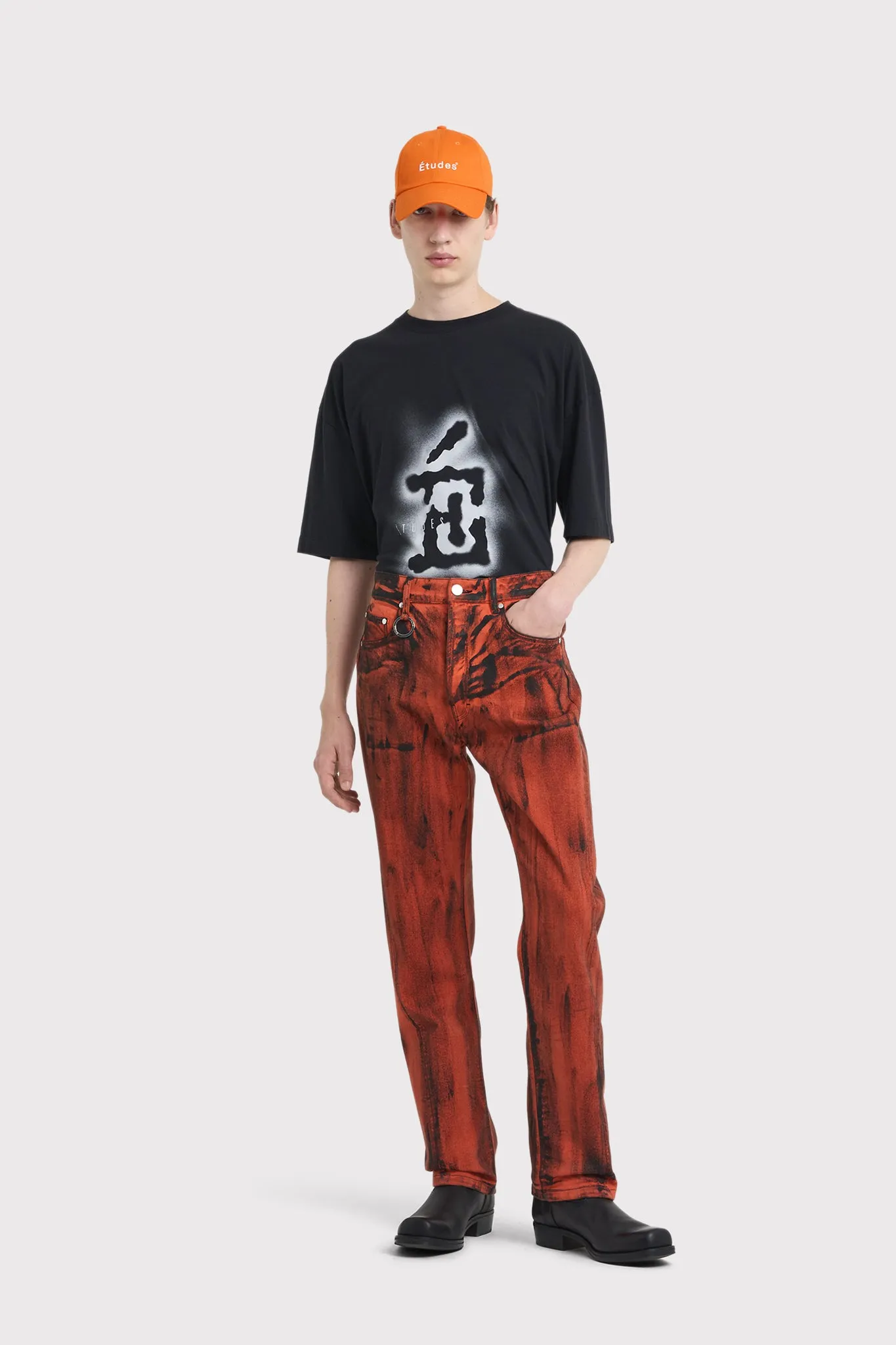 SIDE DENIM DYED PAINT ORANGE