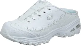 Skechers Women's D'Lites Bright Sky Mule, White/White/Silver, Size 7.5 Wide