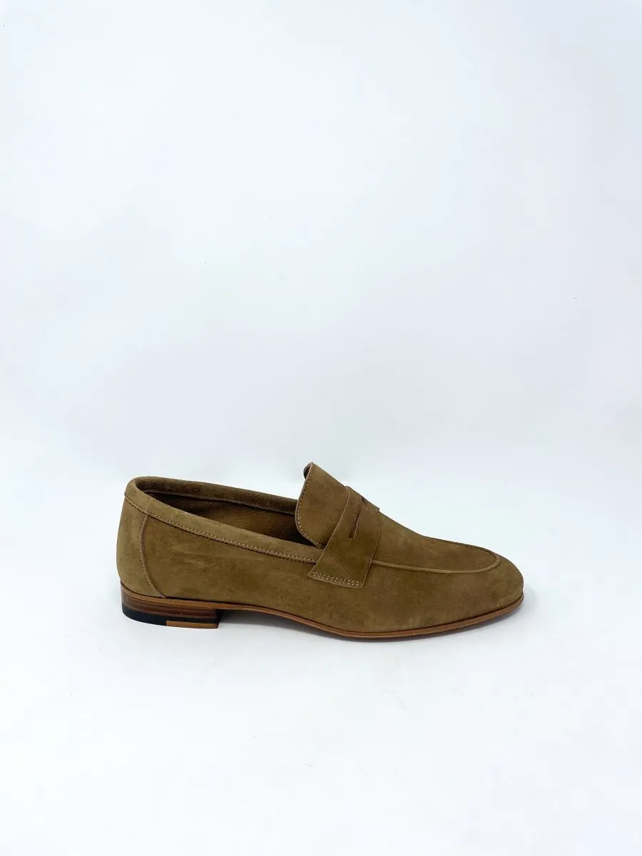 Summer Penny Loafer in Dark Taupe Suede