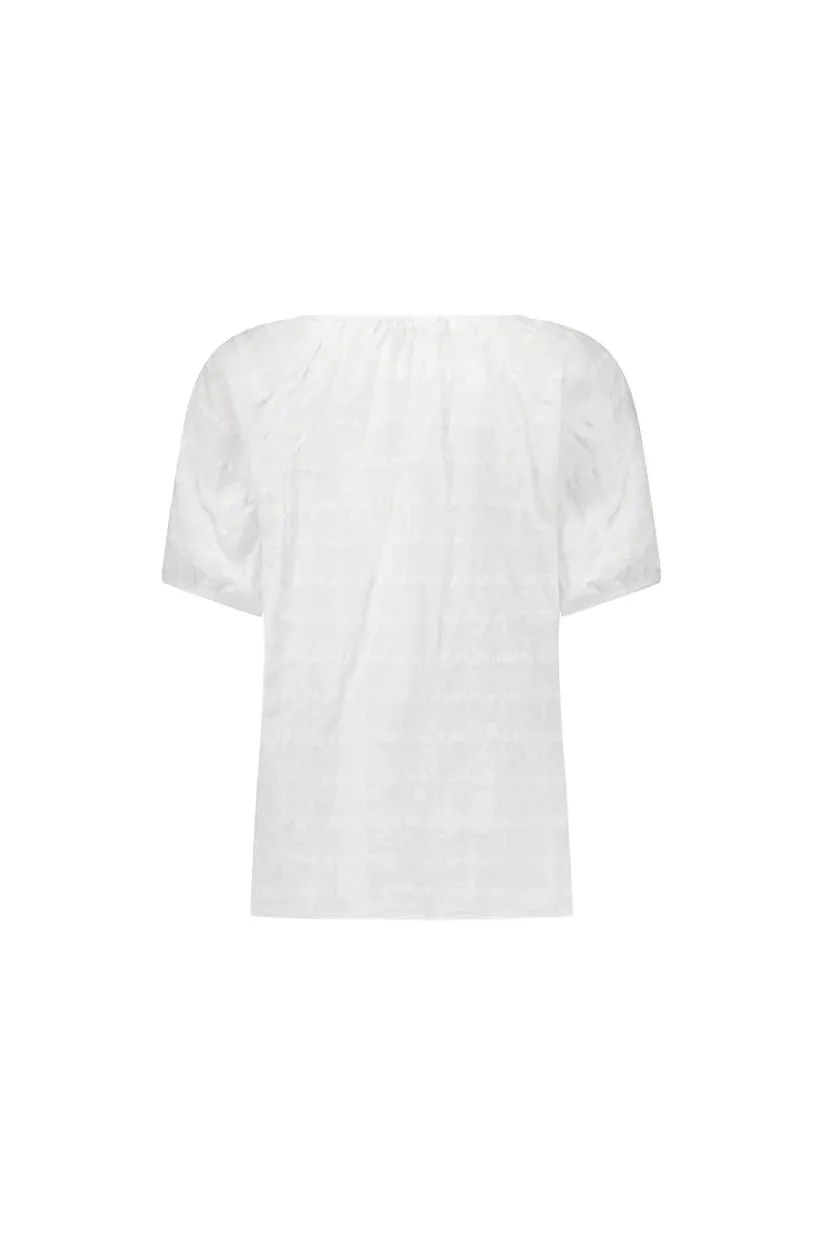 V-neck Top with Floaty Sleeve - 4454 - White