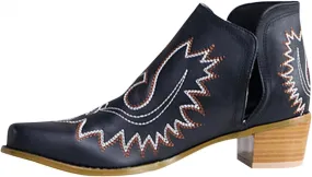 Western Cowboy Cowgirls Boots Ankle Booties for Women Boho V Cut Square Toe Chunky Block Mid Heels Slip On Short Boots