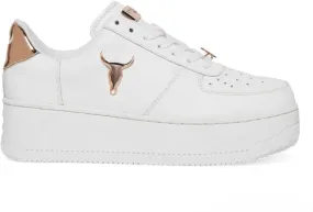 Windsorsmith Womens White Chunky Leather Platform Trainers Sneakers - Rich
