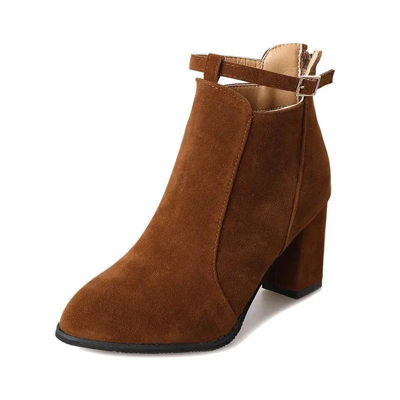 Winter Round Head High Heel Martin Boots
