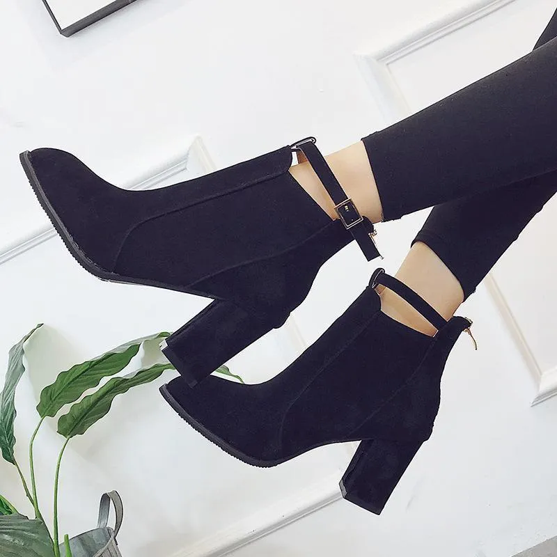 Winter Round Head High Heel Martin Boots